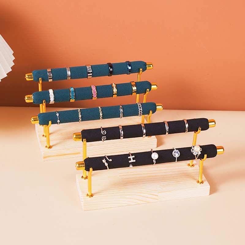 Solid Wood Ring Display Rack Light Luxury Style Jewelry Rack Ring Stepped Display Rack Jewelry Night Market Stall Props