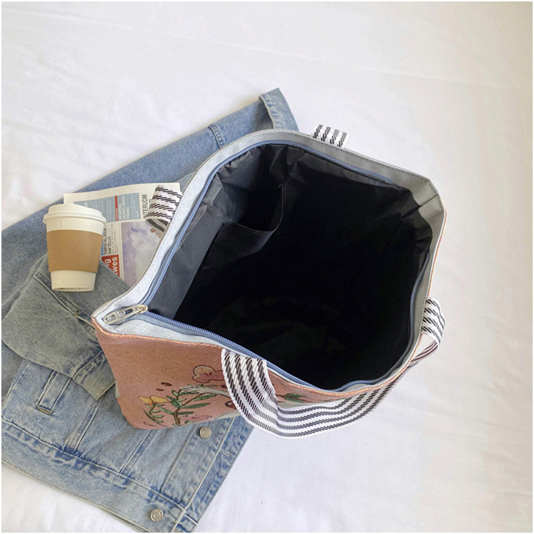 189g Weight Polyester Lining Material Zipper Closure Type Double Shoulder Straps Strap Type Tote Bag Bags Type Casual, Daily Occasion Linen Material Animal Pattern All Seasons Season Women's Gender Cute Style Square Shape Women's Linen Animal Cute Square Zipper Tote Bag 36