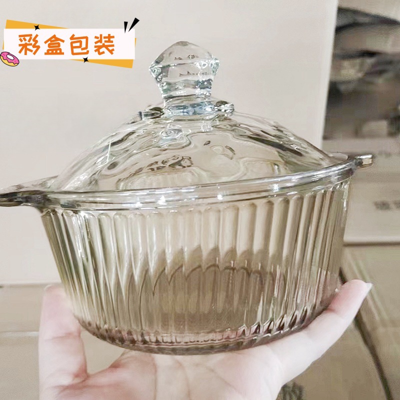 Cuenco de cristal con tapa para cocina, frutero doméstico, alto valor estético, color té simple, venta al por mayor de fábrica, cuenco de cristal en stock.