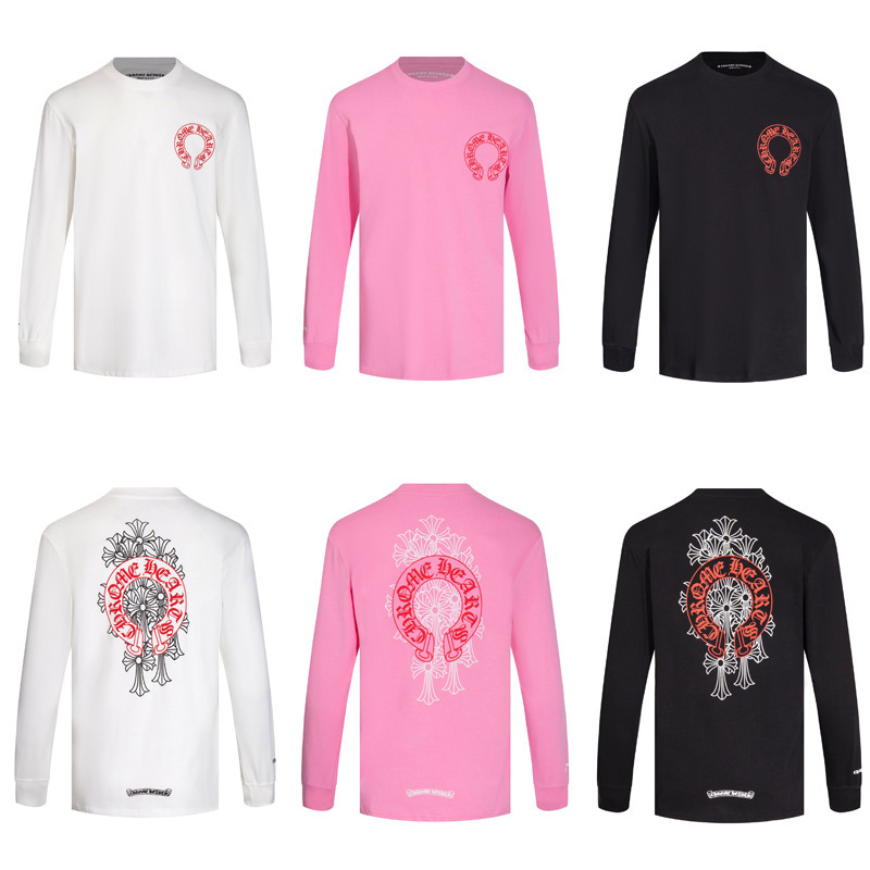 国境を越えたクロレラChrome Heart高品質双糸純綿男女プリント長袖tシャツ|undefined