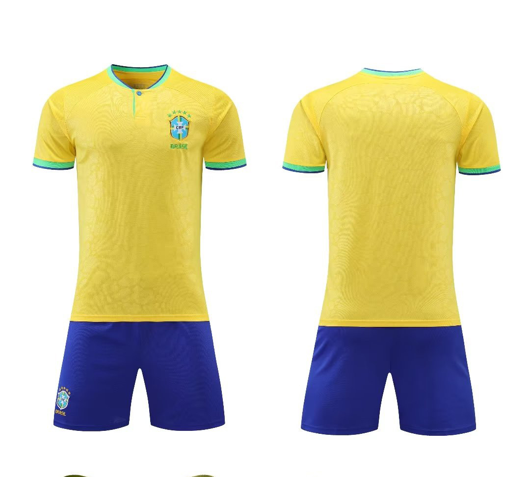 22-23 brasil casa equipo nacional traje de uniforme de fútbol uniforme de equipo de hombres ropa para niños adultos tamaño 14-2XL