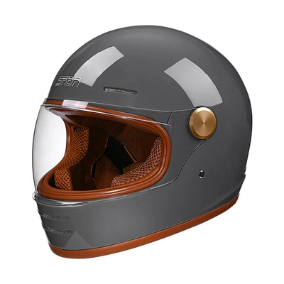 Full-Face Helmet Winter Retro Safety – Motosiklet kaskı (dəbilqə) - cement-gray-m57-58