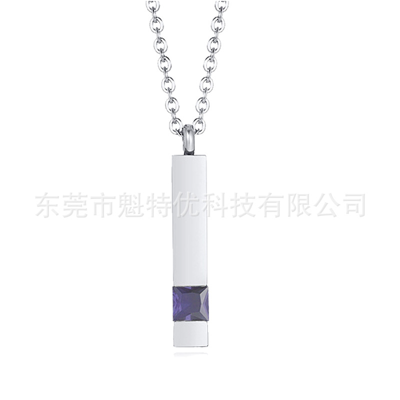 Coreano simple diamante perfume colgante ataúd cinerario Collar cinerario de piedra conmemorativa geométrica elegante de acero de titanio