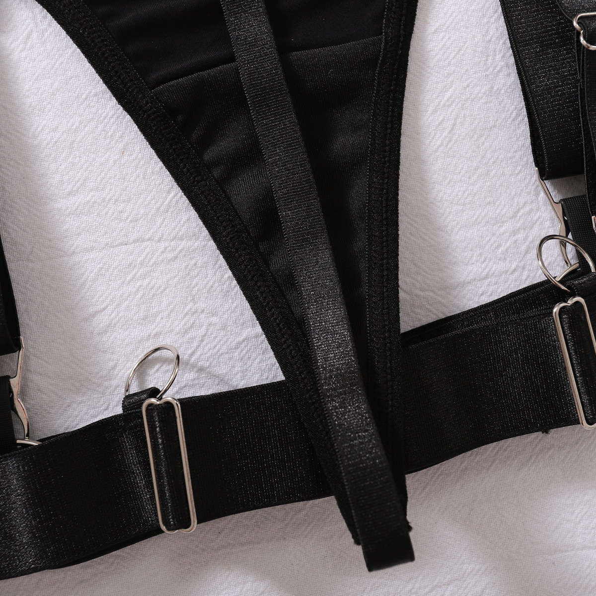 Sexy Goth Harness Lingerie Four-Piece Set