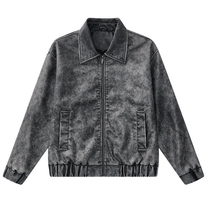 Men's Clothing Retro Lapel Leather Jacket Men's Loose Casual Coat_voghion.com