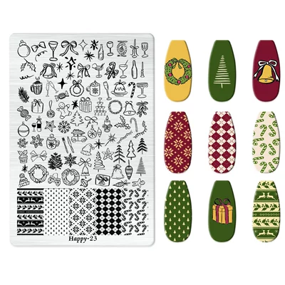 Dırnaq bəzəkləri, Stamping Plate - happy-023-with-back-plate