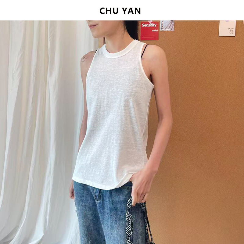 Cos Style Minimalist Bamboo Cotton Round Neck Knit Loose Women's Tank Top 26 Spring/Summer Casual Slimming Ultra-Comfortable Camisole Cos Style Minimalist Bamboo Cotton Round Neck Knit Loose Women's Tank Top 26 Spring/Summer Casual Slimming Ultra-Comfortable Camisole