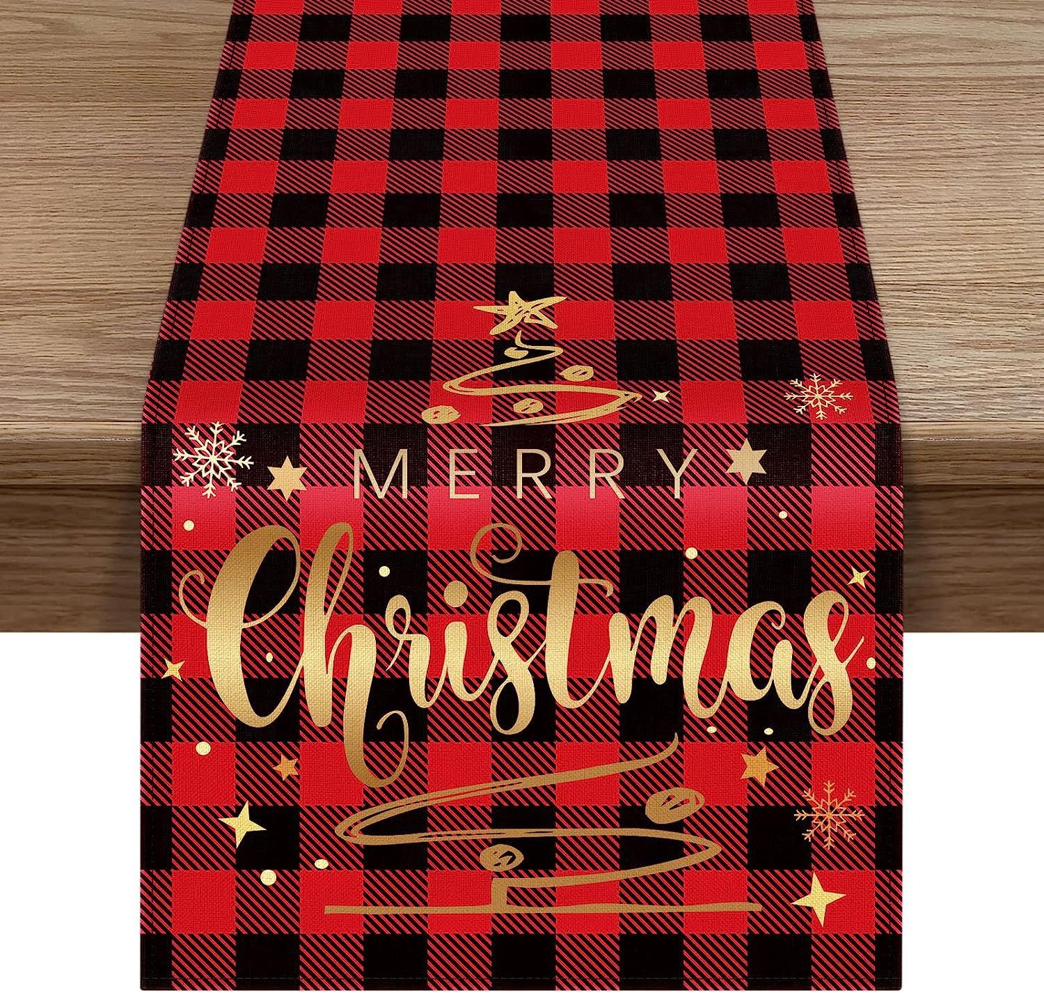 Camino de mesa navideño, decoración de mesa de comedor para el hogar, estilo europeo y americano, mantel nórdico, patrón a cuadros para mesa de té.