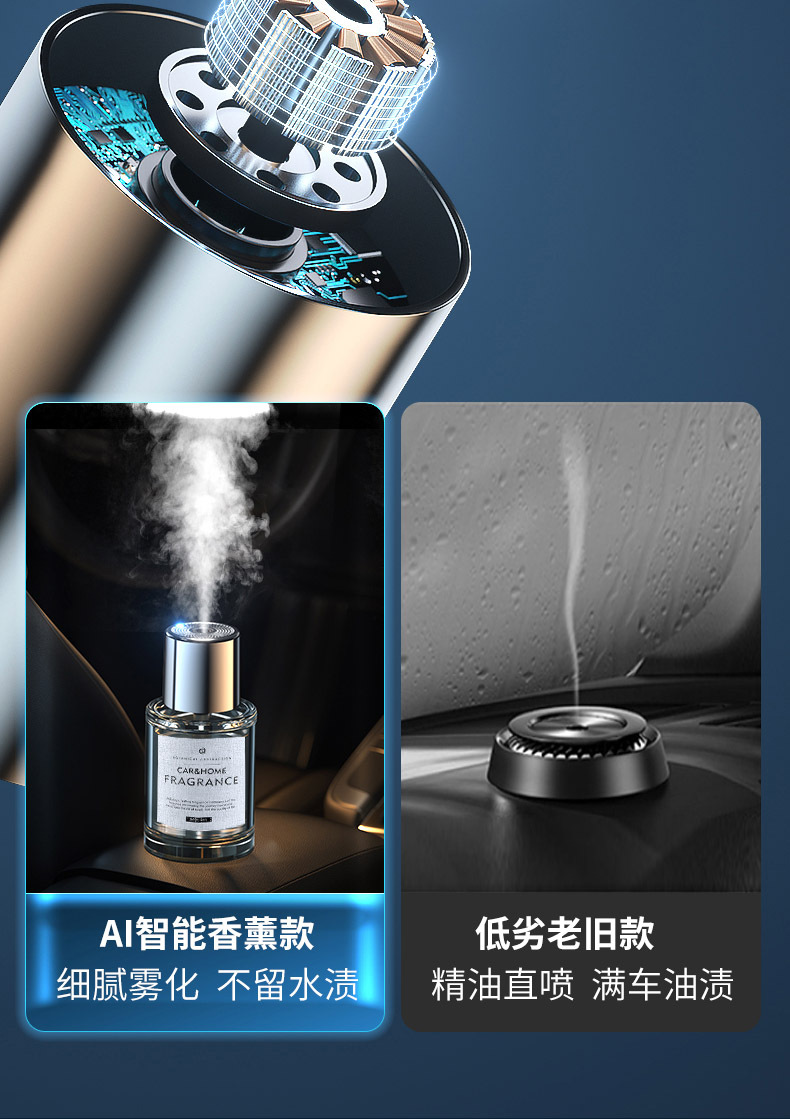 Car aromatherapy machine intelligent humidifier men's high-end automatic fragrance lasting odor removal car perfume supplement