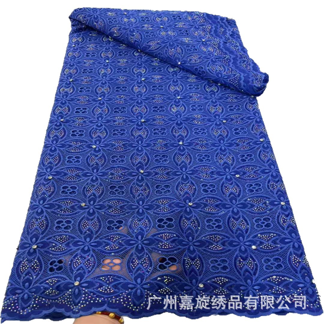 Tela de encaje africana soluble en agua con bordado láser para ropa y vestidos. Fábrica de telas de encaje. image 6