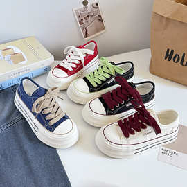 2025厚底帆布小白鞋子女学生小众原创百搭板鞋女生单鞋百搭鞋6678