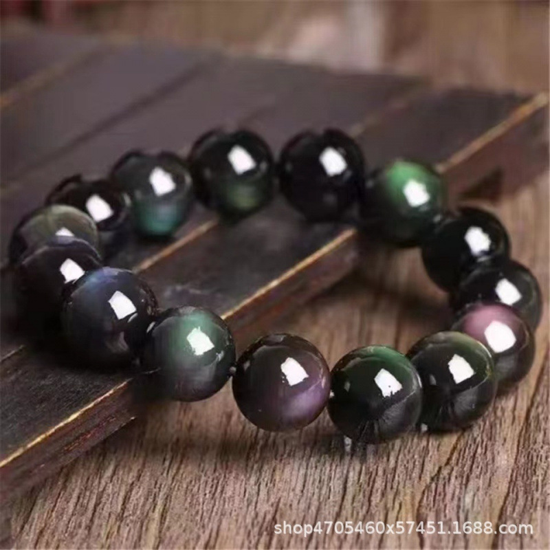 Color Salva Black Bracelet Black Yaoshi Boutique Bracelet Couple Scenic Area Electric Carpet E -commerce Live Natural Rainbow Eye 3