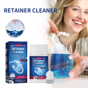 Jaysuing Denture Cleaning Tablet Oral Cavity Cleaning Care Fresh Breath Cleaning Stains Tartar Shine White Denture