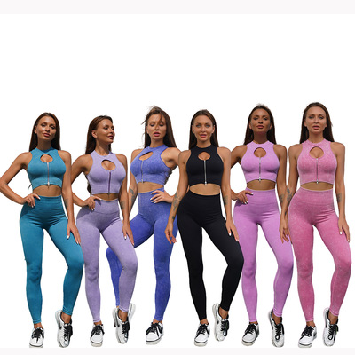 Cross border Europe and America seamless yoga suit Hip Elastic force Bodybuilding motion yoga vest Paige Bodybuilding trousers