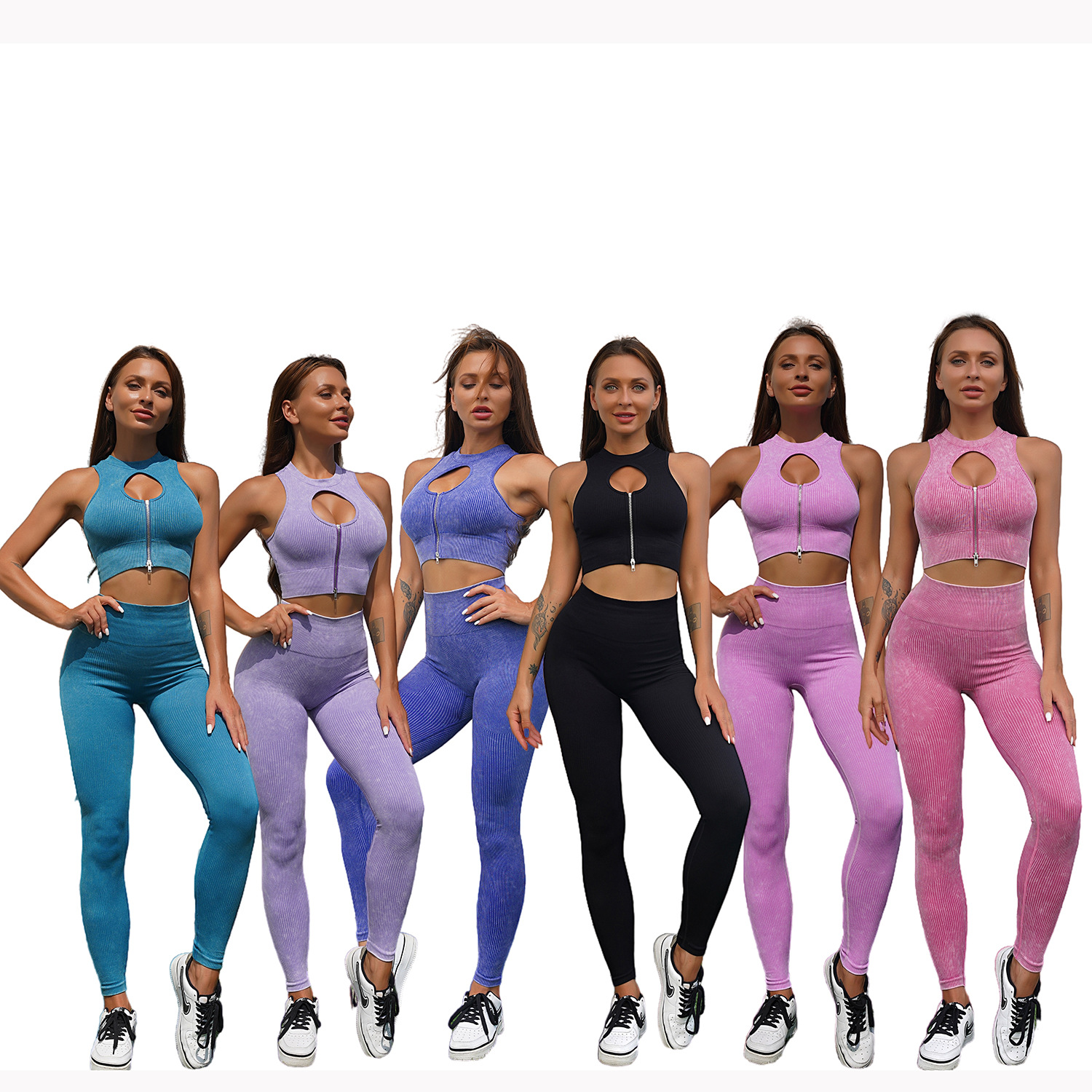 Cross border Europe and America seamless yoga suit Hip Elastic force Bodybuilding motion yoga vest Paige Bodybuilding trousers