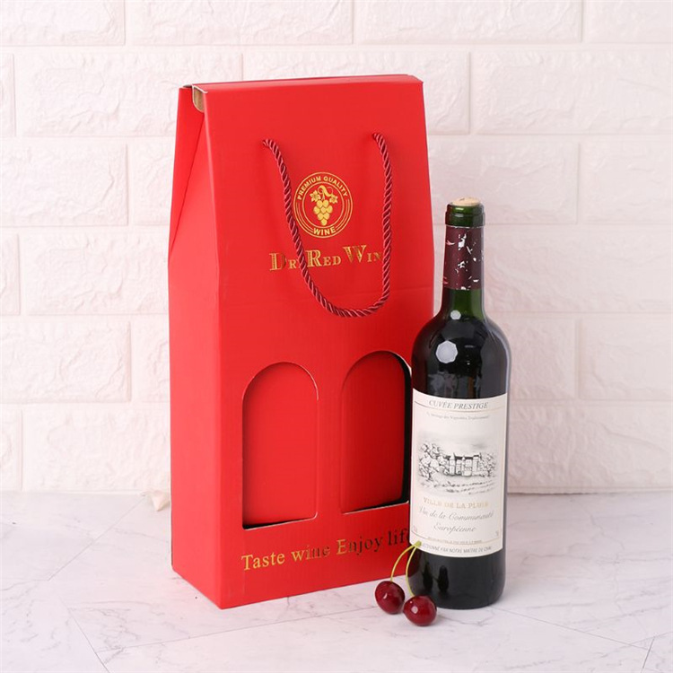 源头厂家直供双支瓦楞盒葡萄酒套装礼盒手提红酒纸盒红酒包装盒