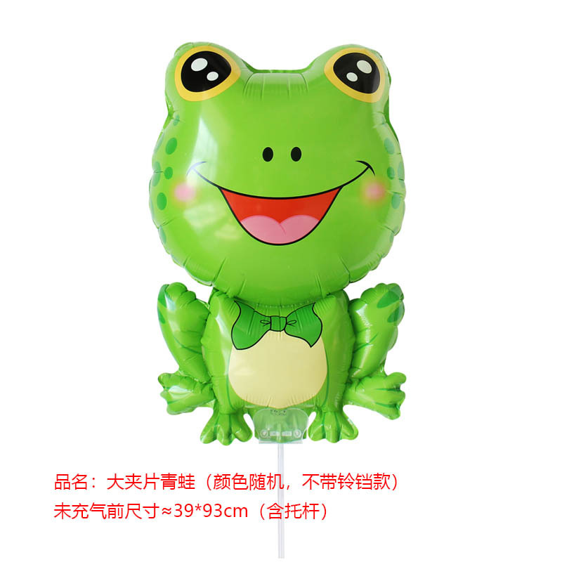 卡通夾片氣球批發大號托杆鋁膜汽球兒童玩具地推微商擺攤動物氣球