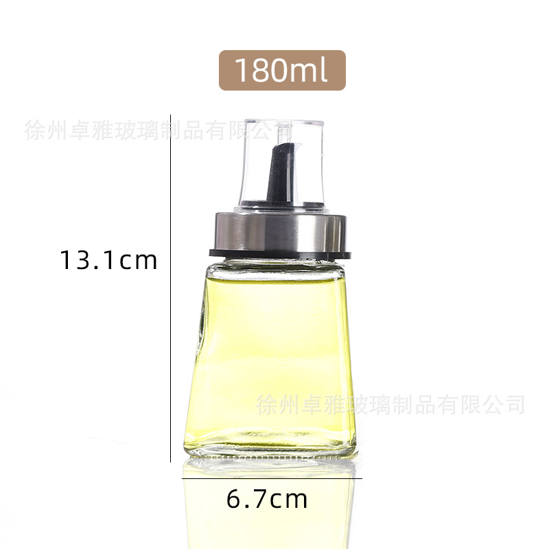 Botella de condimento de vidrio cónico botella de condimento mayorista de cocina pimienta lata transparente botella de aceite de condimento de vidrio portátil