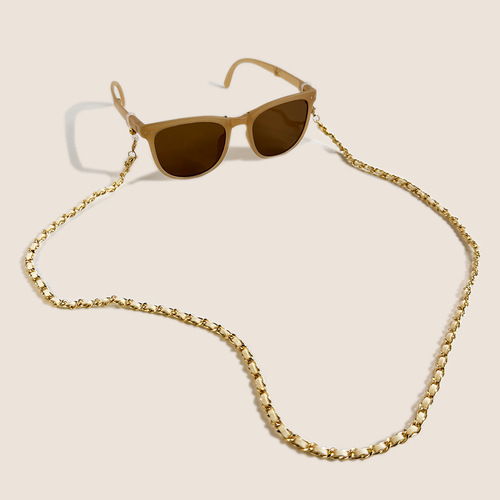 Cross-border Western and European Popular Vintage Style 5mm Fine Aluminum Chain Woven Leather Mask Lanyard Eyeglass String Eyeglass Chain