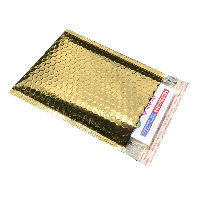 Bolsa de sobres de burbujas de película aluminizada dorada, carcasa de teléfono móvil de joyería a prueba de golpes, embalaje logístico de comercio electrónico, bolsa de papel de aluminio exprés, engrosamiento