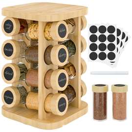 跨境木质调料架厨房可旋转香料调味罐整理架化妆品精油架调味架