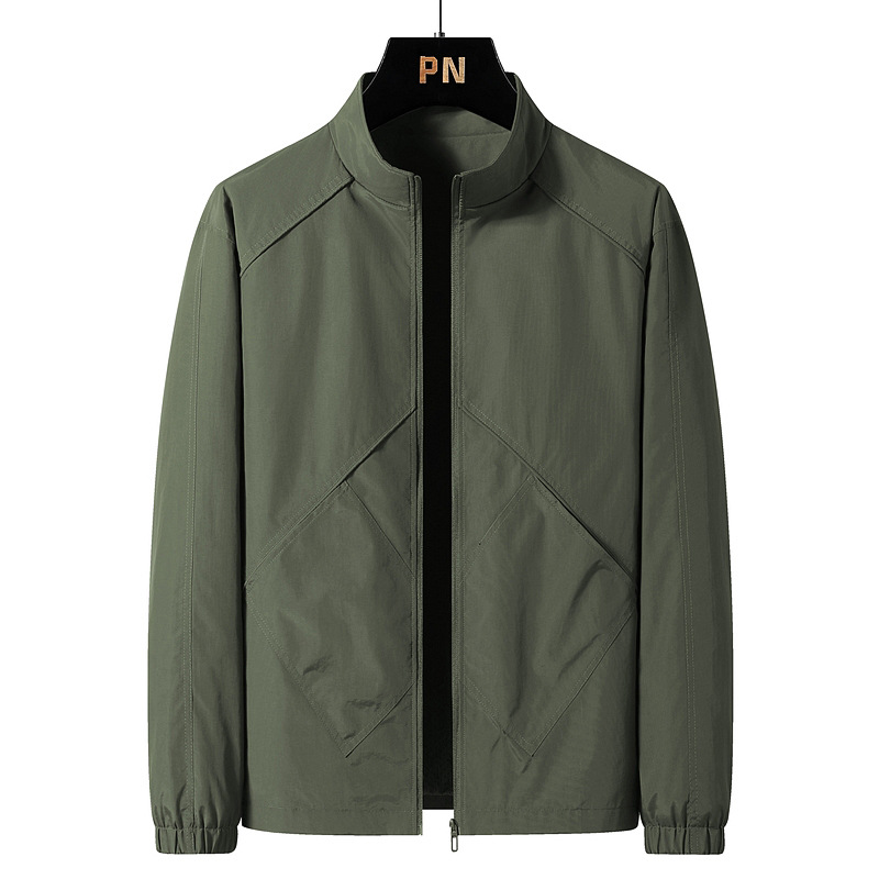 Chaqueta de trabajo transfronteriza, chaqueta de cuello vertical para hombres, primavera y otoño, ropa delgada, ropa de otoño juvenil, tamaño extra