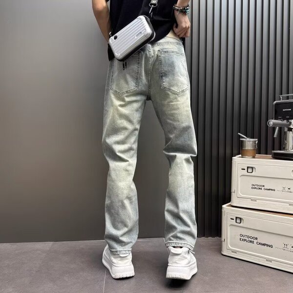 Autumn blue loose straight jeans