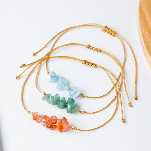 European and American popular irregular gravel raw stone hand-woven bracelet bohemian style tiger eye amethyst beach bracelet