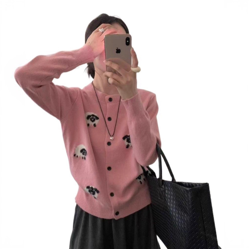 小羊针织开衫 2025秋季新款 减龄设计感长袖宽松毛衣上衣女69028|undefined