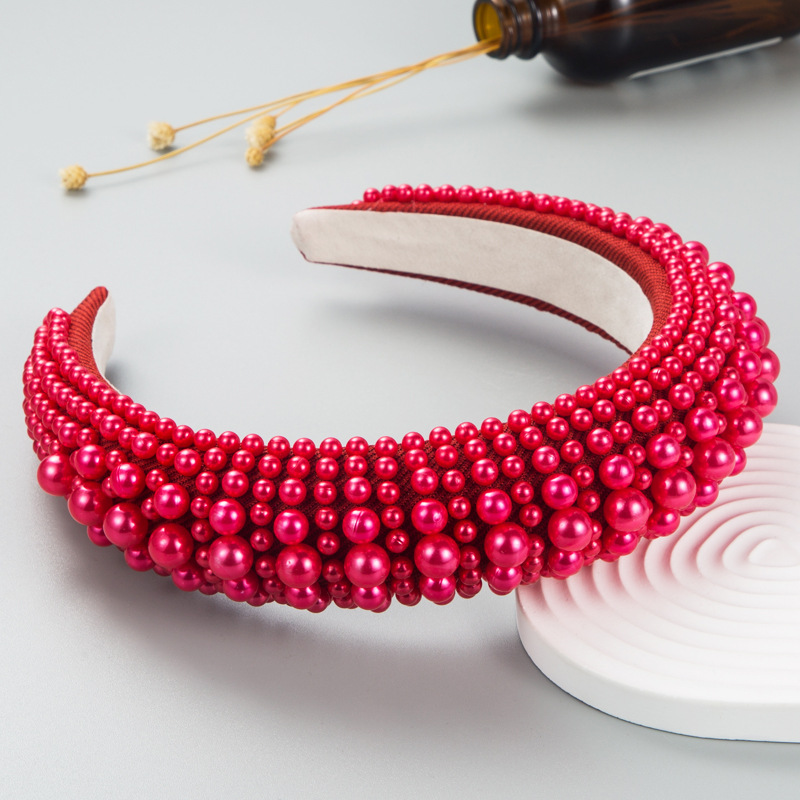 European And American Fashion New Style Full Pearl Sponge Headband Female Wholesale display picture 3