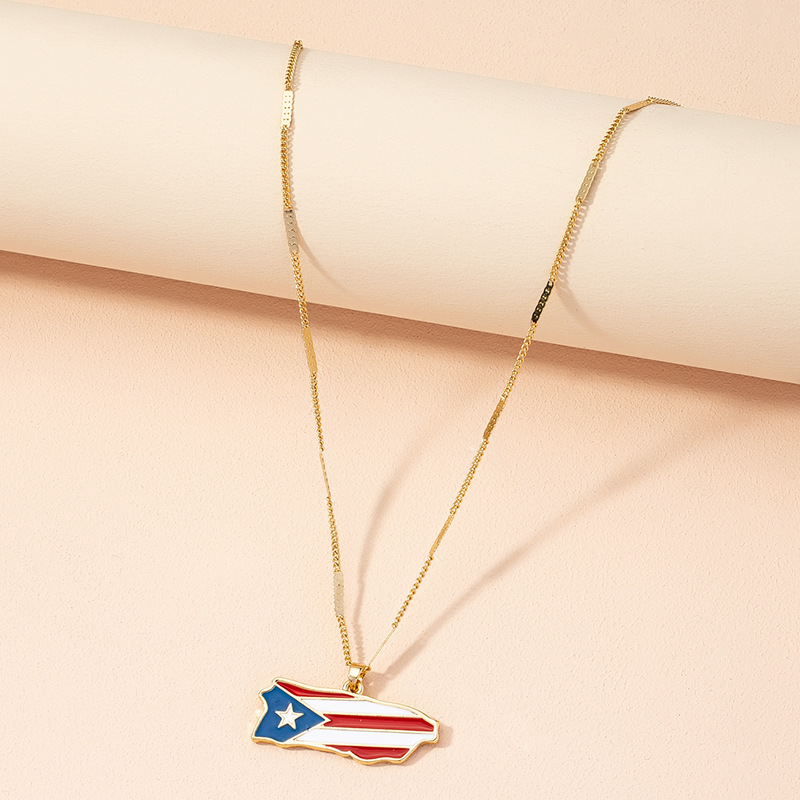Korea retro fashion flag pendant necklace wholesale nihaojewelry