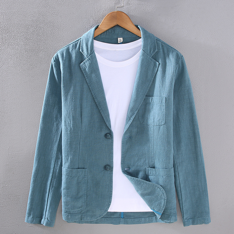 3302 Japanese-Style Notch Lapel Casual Ramie Blazer Men's Versatile Youth Loose Business Cotton-Linen Blazer Jacket