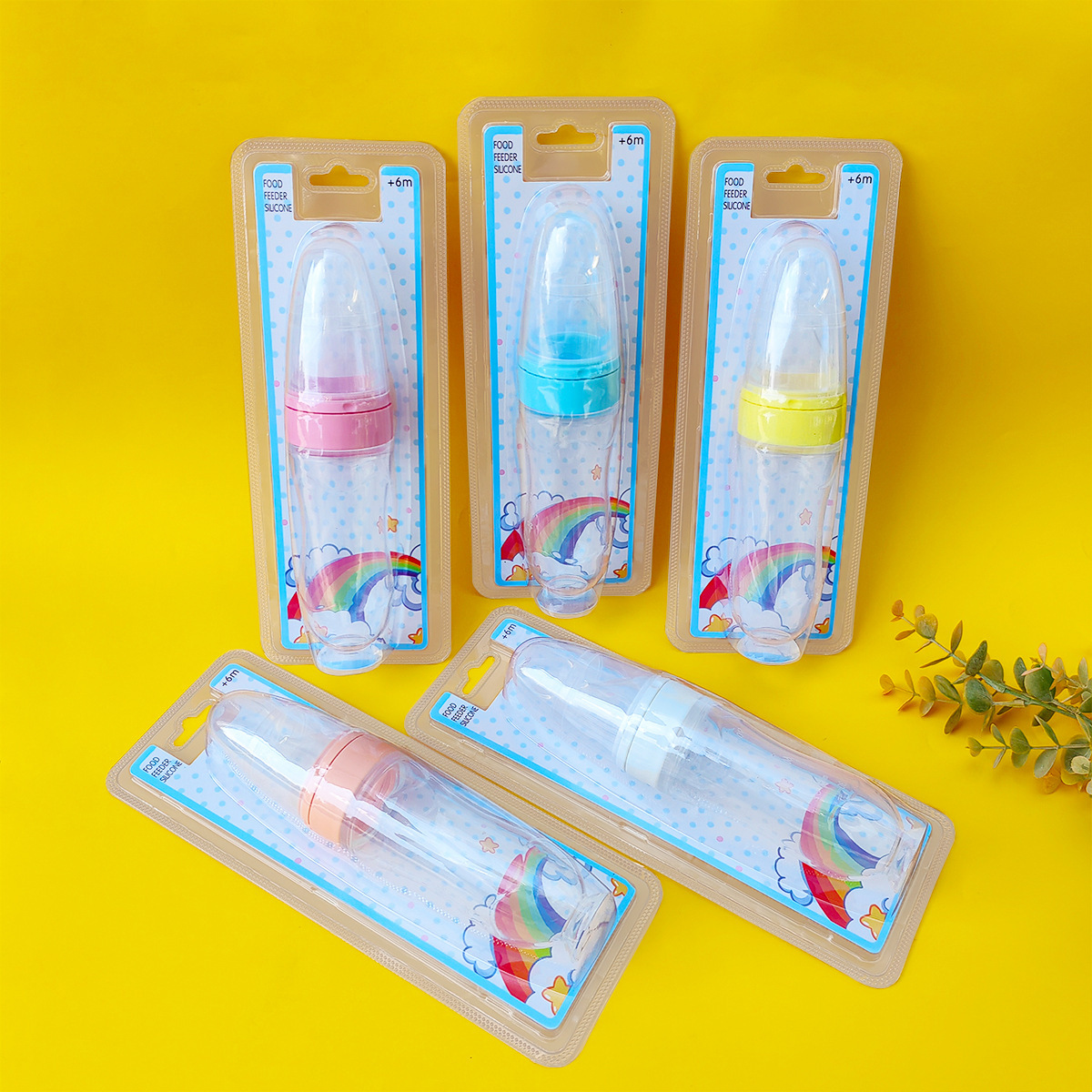 Baby Rice Cereal Bottle Rice Cereal Spoon Silicone Spoon Feeding Supplement Spoon Squeeze Spoon Silicone Bottle Soft Spoon Head Suction Cup Rice Cereal Bottle