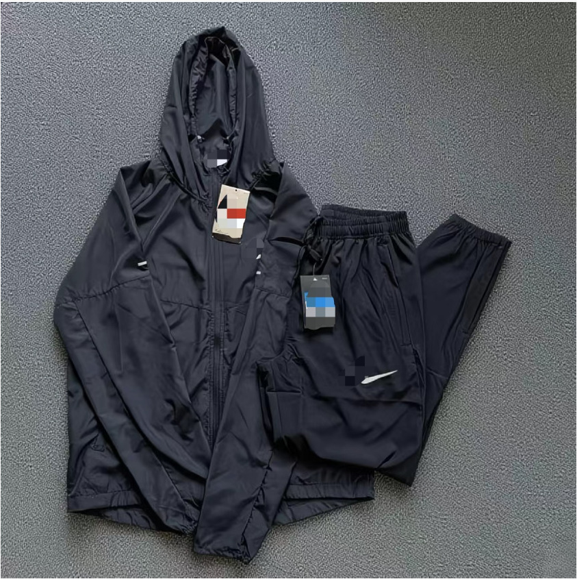 Reflective Hooded Single-Layer Quick-Dry Casual Sports Set, Popular for Cross-Border Wholesale, Suitable for Running, Fitness, and Sun Protection