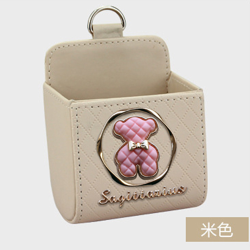 Bolsa de almacenamiento de salida de aire del automóvil bolsas de colgar de teléfonos móviles creativas de metal osos pequeños cajas de almacenamiento de artículos de automóvil almacenamiento de suspensión