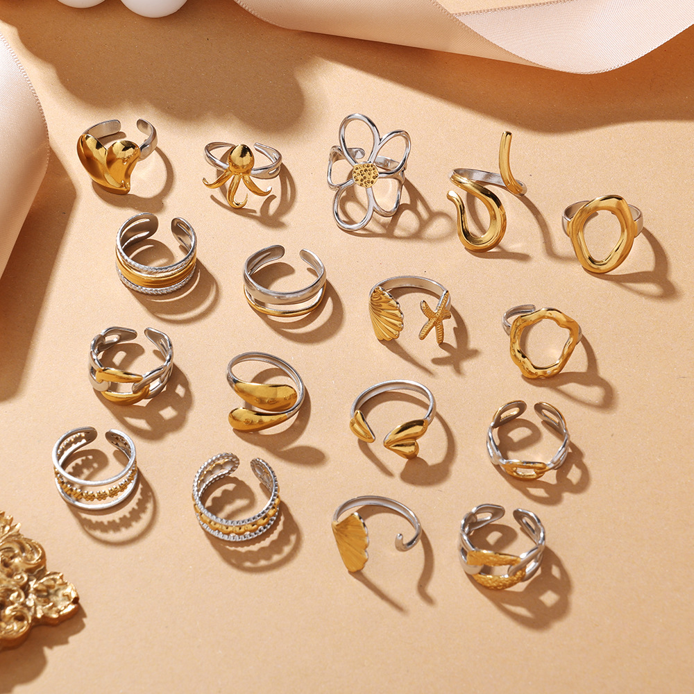 golden high quality asymmetrical glossy ring stainless steel