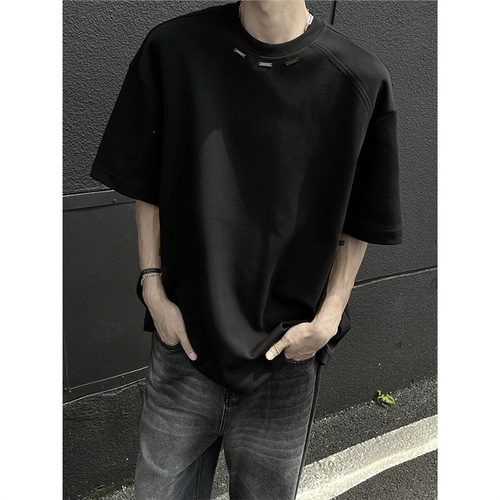 American Street Metal Structure Men's Short Sleeve T-Shirt 2025 Summer New Trend Brand Niche Loose Five-Button Up Shirt