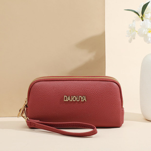 Dai Ouya 2023 new fashion Korean style clutch wallet lychee pattern casual clutch coin purse