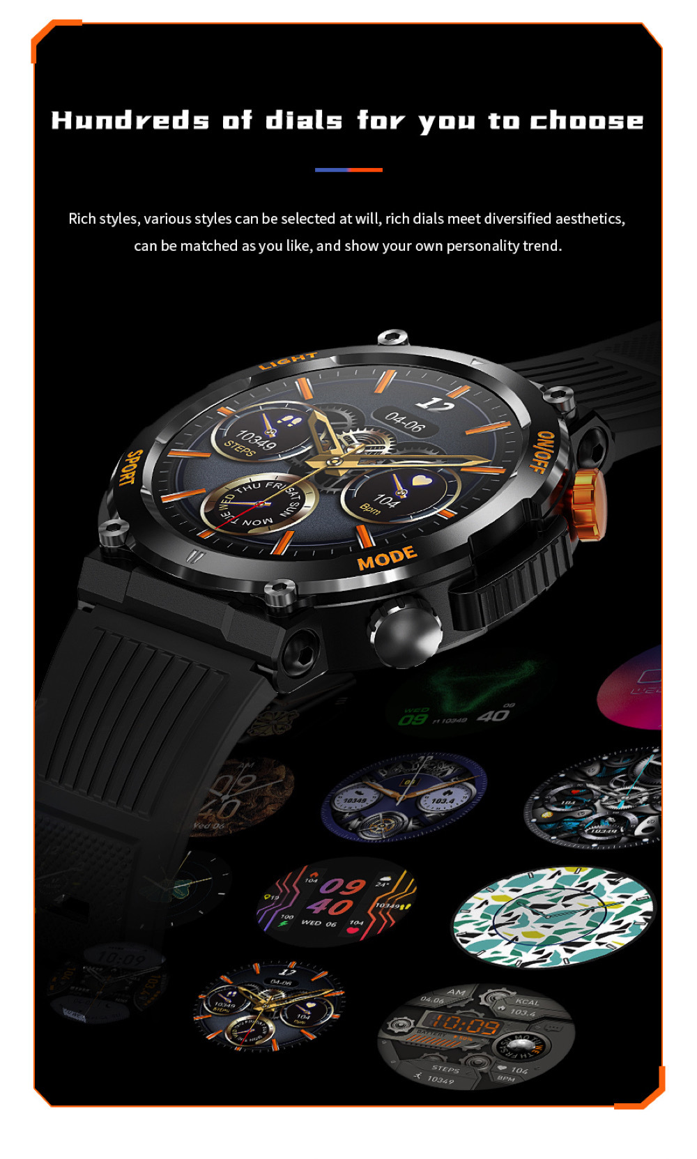 HT17 Smart Watch Herren Kompass LED Beleuchtung Outdoor Sport_voghion.com