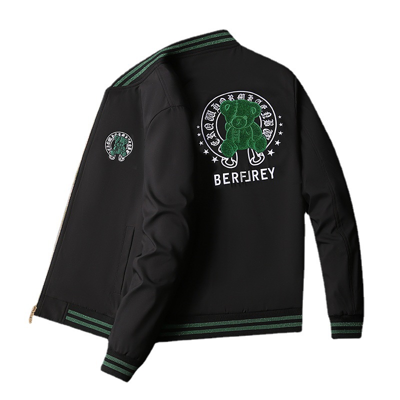 Pánske oblečenie, jesenná a zimná luxusná bunda s ťažkou výšivkou, pánsky stojačik, trendy, voľnočasová ľahká luxusná bunda_voghion.com