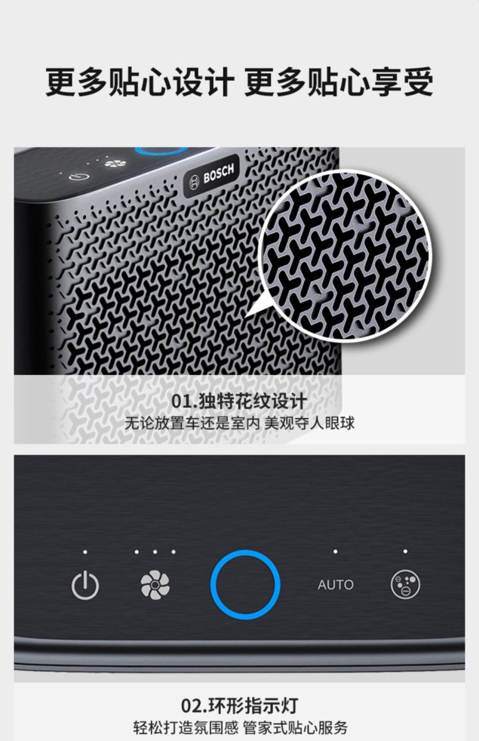 Bosch Negative Ion Car Voice Smart Air Purifier Car Home Dual-Purpose Eliminates Odor, Smoke and Formaldehyde Removal
