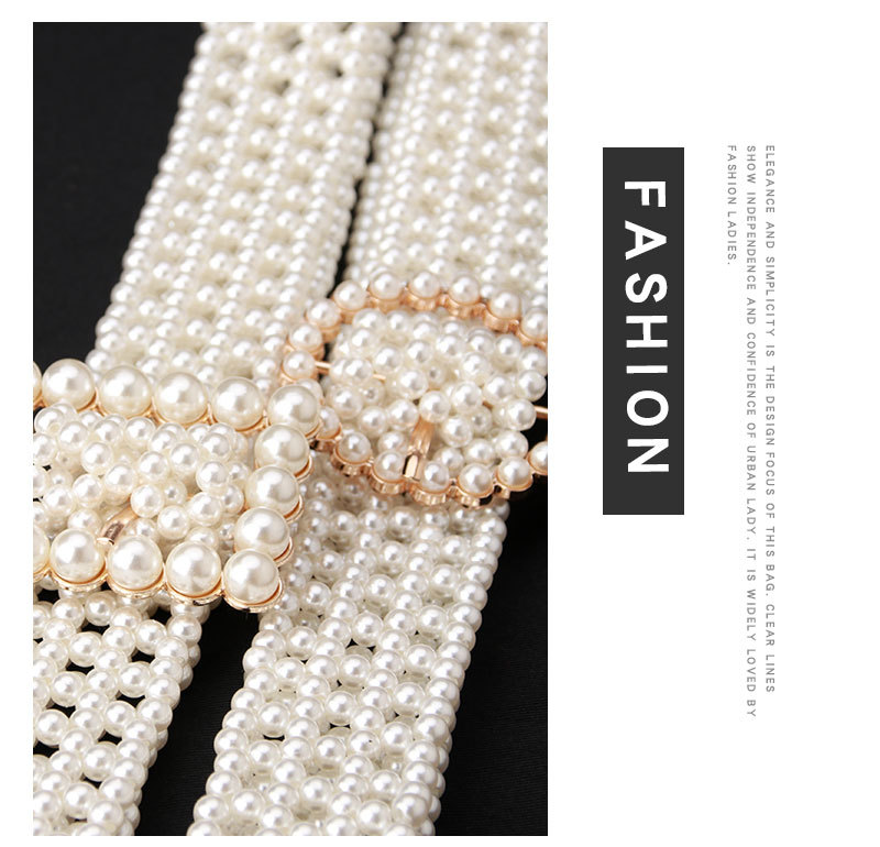 Wholesale Fashion Elastic Pearl Beaded Belt Nihaojewelry display picture 7