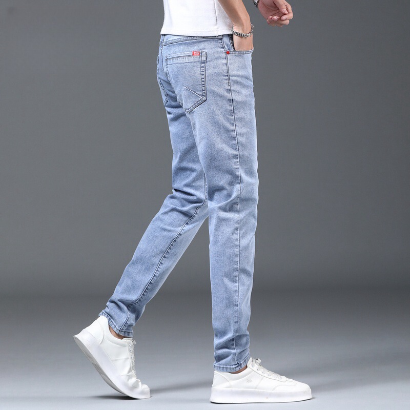 Light-colored Jeans Men's Spring and Autumn 2024 Thin Trendy Brand Slim-fit Small Feet All-match Washed Casual Long Pants for Men Light-colored Jeans Men's Spring and Autumn 2024 Thin Trendy Brand Slim-fit Small Feet All-match Washed Casual Long Pants for Men
