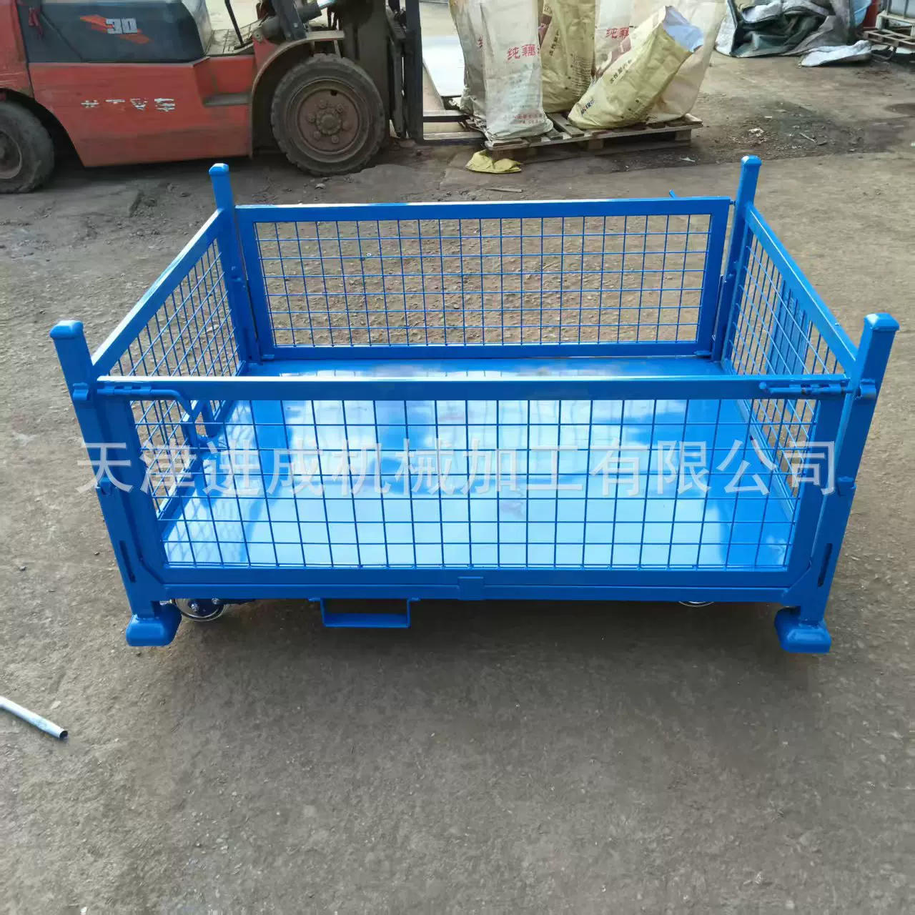 仓储笼铁笼框带轮折叠平板车笼子堆垛周转箱金属重型仓储物料箱