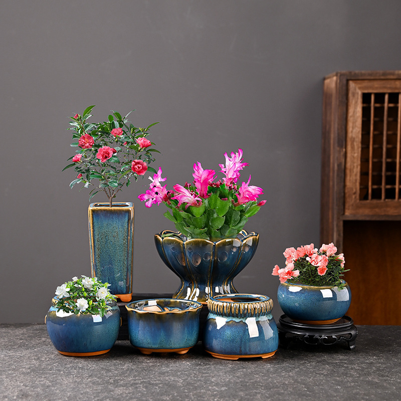 Maceta carnosa Galaxy, balcón doméstico de cerámica, junio, nieve, plantas verdes, bonsai, gres, lavabo de cerámica con control de raíces pequeñas, liquidación