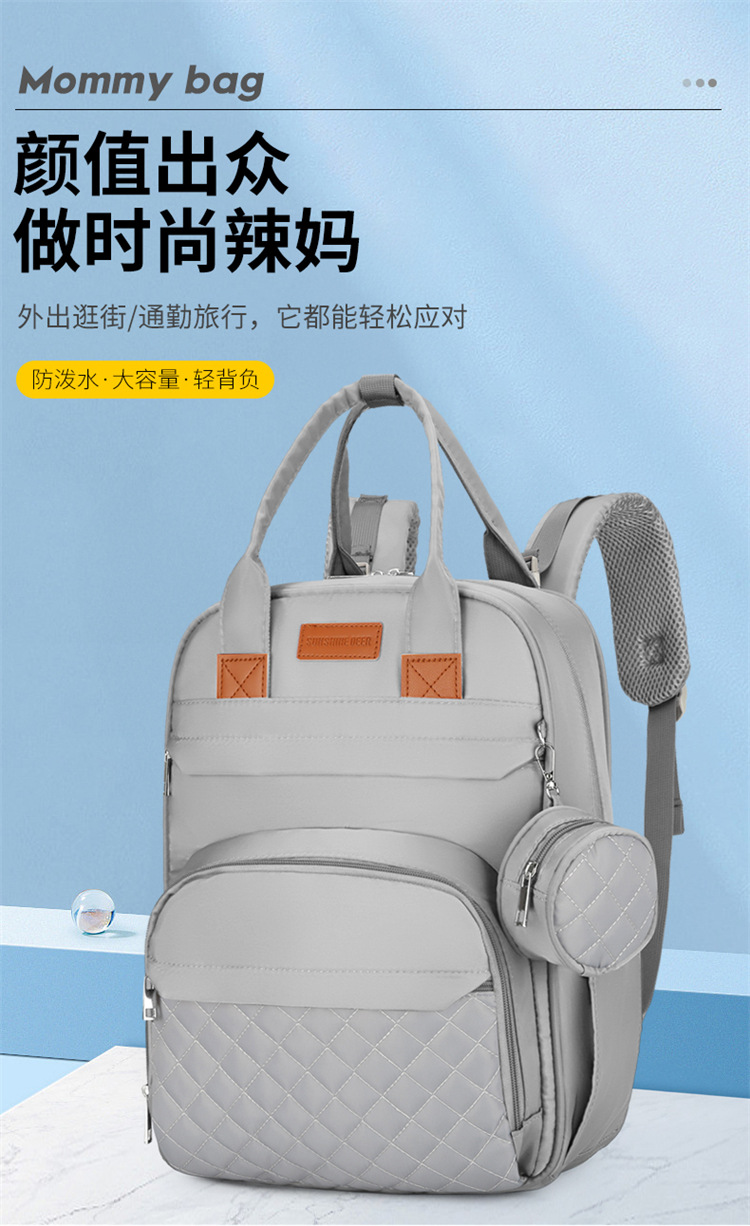 Cross-border exclusive for mother and baby bags, 2025 new large-capacity portable travel diaper bag for both shoulders, printable Mommy bag details Picture