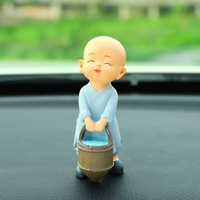cute sweeping band Little – Car ornaments - little-monk-with-water