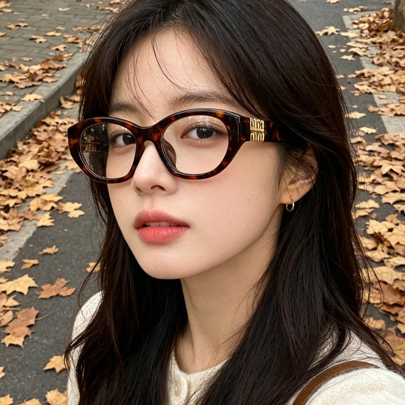 2025 New Miaojia Nerd Glasses Retro Optical Frame Tortoiseshell Flat Mirror Anti-Blue Light Women's Glasses