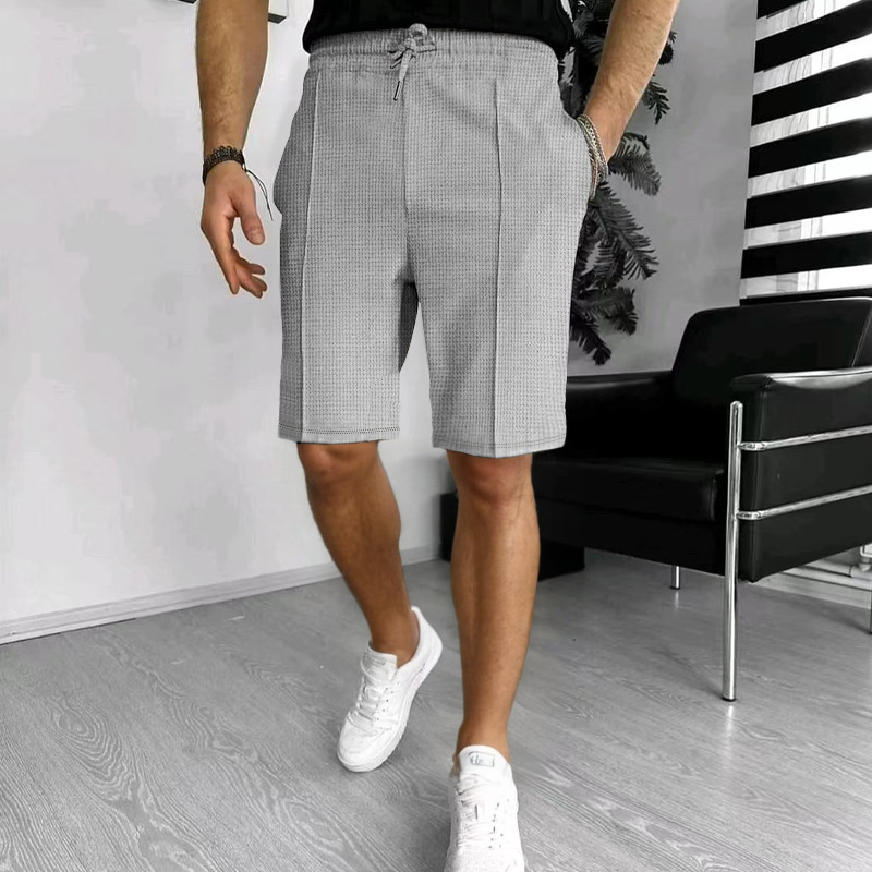 Men's Waffle Knit Shorts - Breathable Loose Fit 5-Inch Inseam Casual Summer Shorts Breathable Waffle Texture_viptrois.com