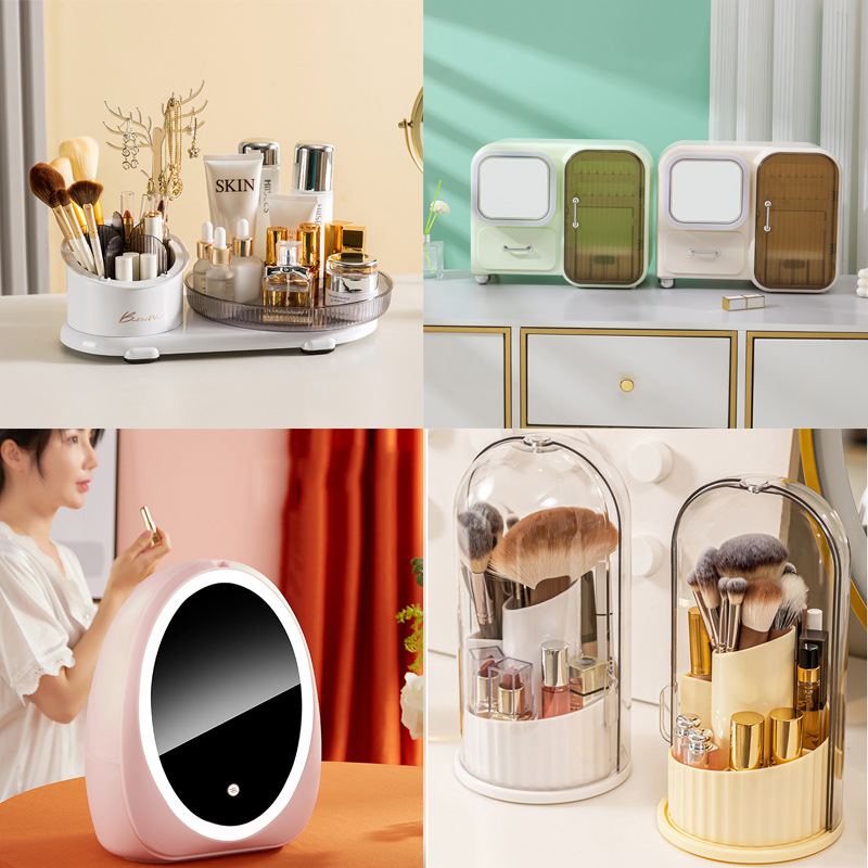 Muchos estilos de caja de almacenamiento de cosméticos transfronterizos ropa de tocador productos para el cuidado de la piel lápiz labial máscara de maquillaje cepillo acabado caja de almacenamiento